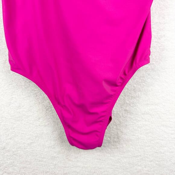 J. Crew Ruffle Scoopback One-Piece Swimsuit In Radiant Fuchsia Pink Plus Size 16 - Picture 5 of 14